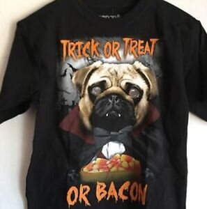 Black Halloween Pug T-Shirt Size M